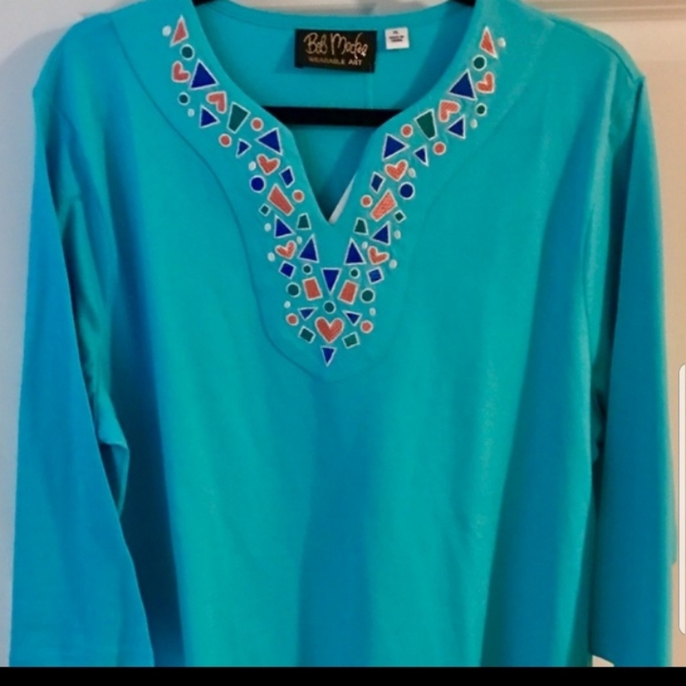 Bob Mackie 3/4 sleeve cotton tunic.
